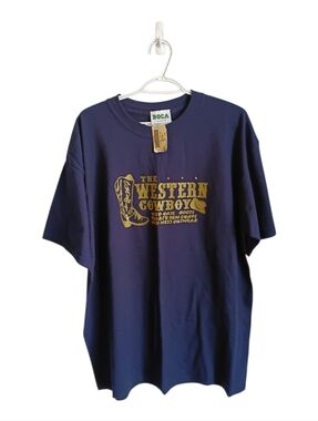 Vintage BOCA Navy Blue 'The Western Cowboy' Graphic Tee XL NWT